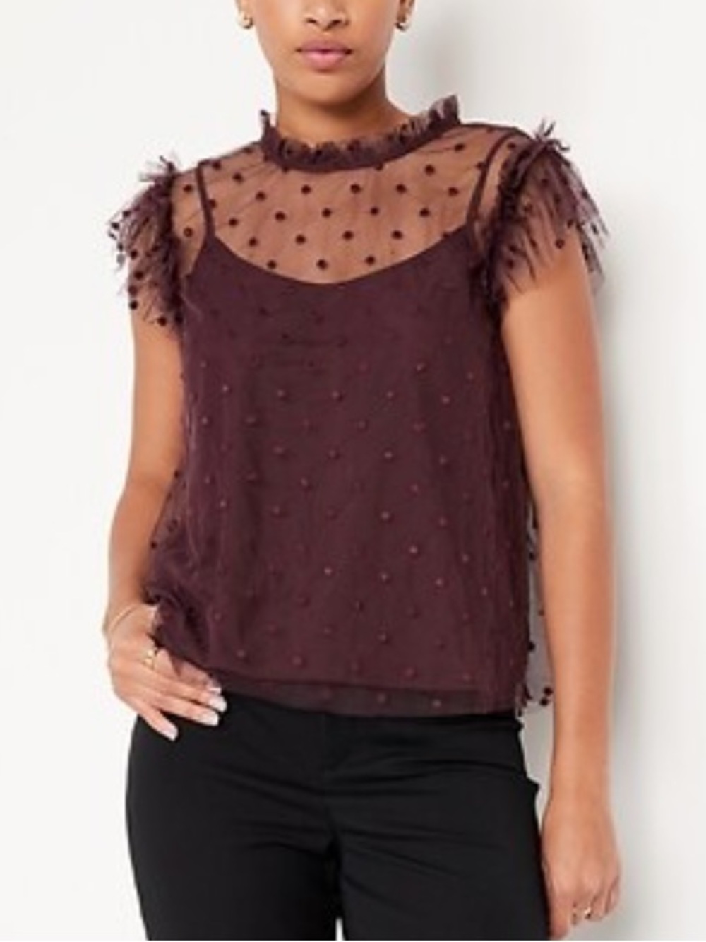 NWT Old Navy Ruffle Trim Sheer Top Size XS